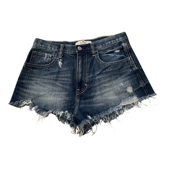 Hollister Blue Jean Shorts Distressed High-Waisted Sz 5/27,,#017 - Picture 1 of 2